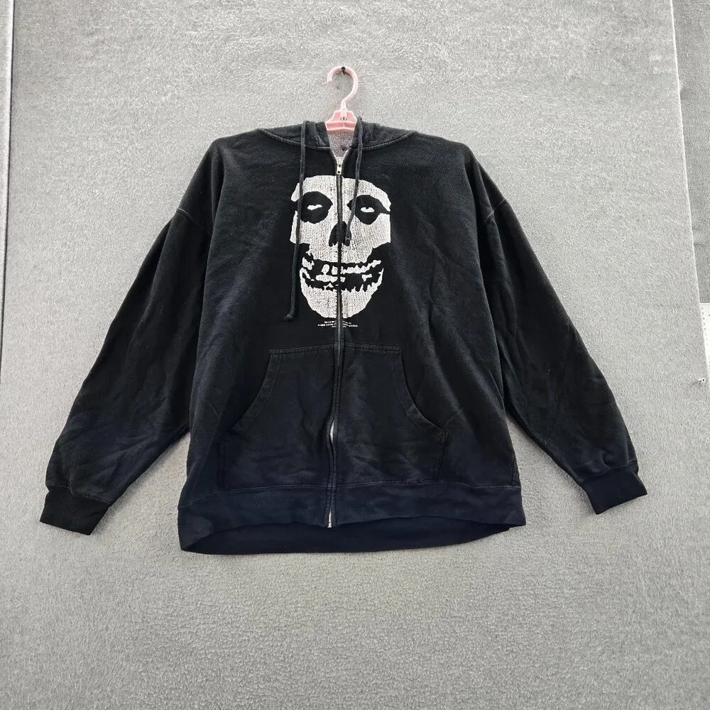 Misfits Men Hoodie‎ 2XL Black Graphic Print Fleece Skull Face Grunge Y2K READ
